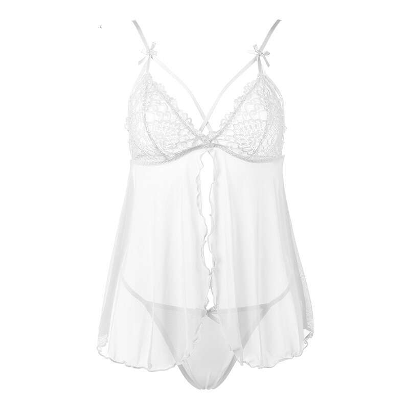 Patent Leather Sexy Lingerie Sexy And Fun T Shirt Set For Large Size Lace Exquisite Bow Tie Women S Underwear With Hanging Sleeping Dress KQ