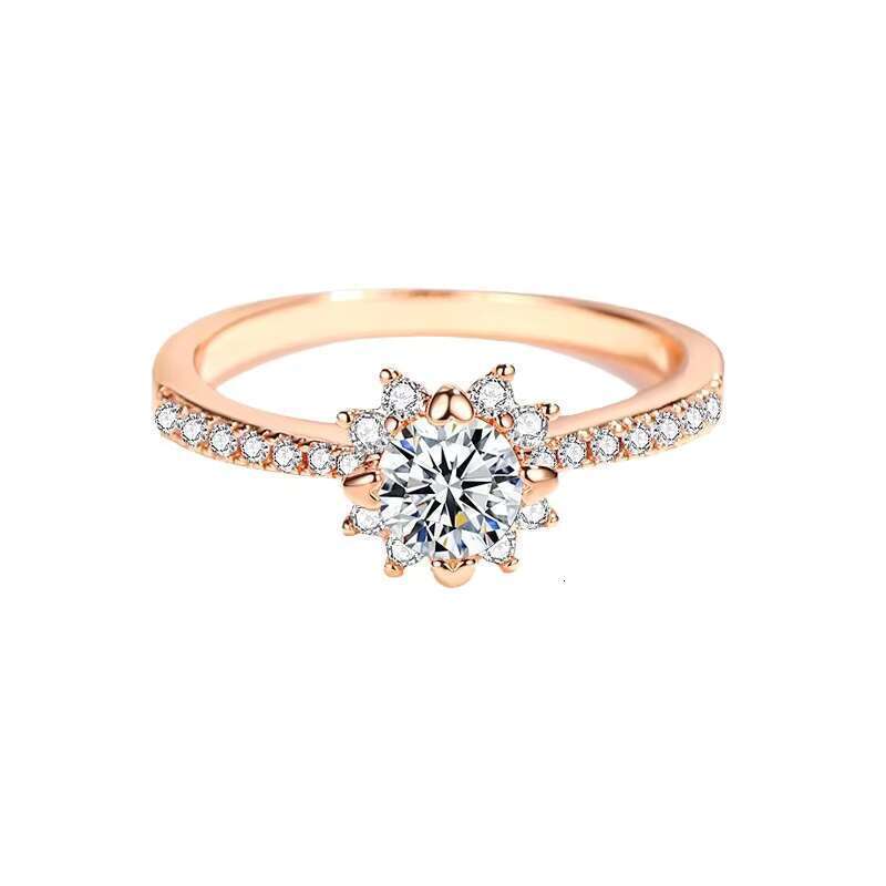 S pure silver women's sunflower pyroxene ring new classic champagne color fashion