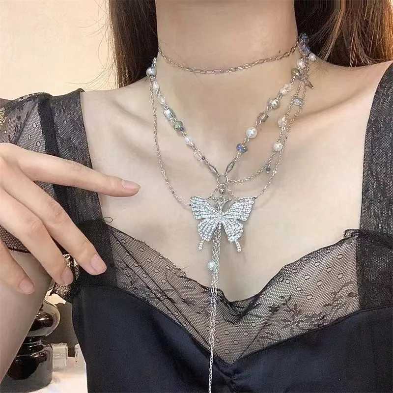Simple Shiny Butterfly Waist Chain For Women Multilayer Pearl Tassel Metal Body Belly Chains Summer Beach Party Jewelry Gifts Y250515
