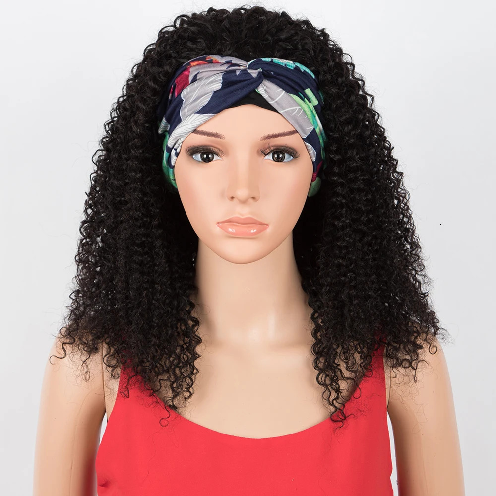 Kinky Curly Human Hair Headband Wig For Black Women 150% Density Brazilian Remy Full Machine Made Hair 250512