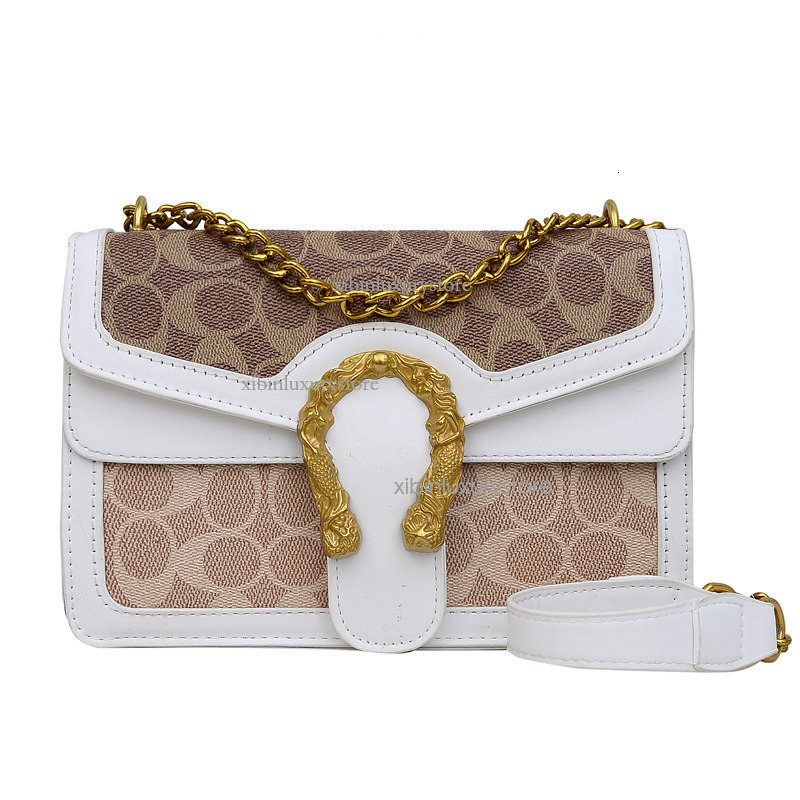 Free Shipping Designer Bag Fashionable Women's Shoulder Bag, New Retro Chain Splicing Crossbody Bag Trendy Small Square Bag White Handbag Casual 