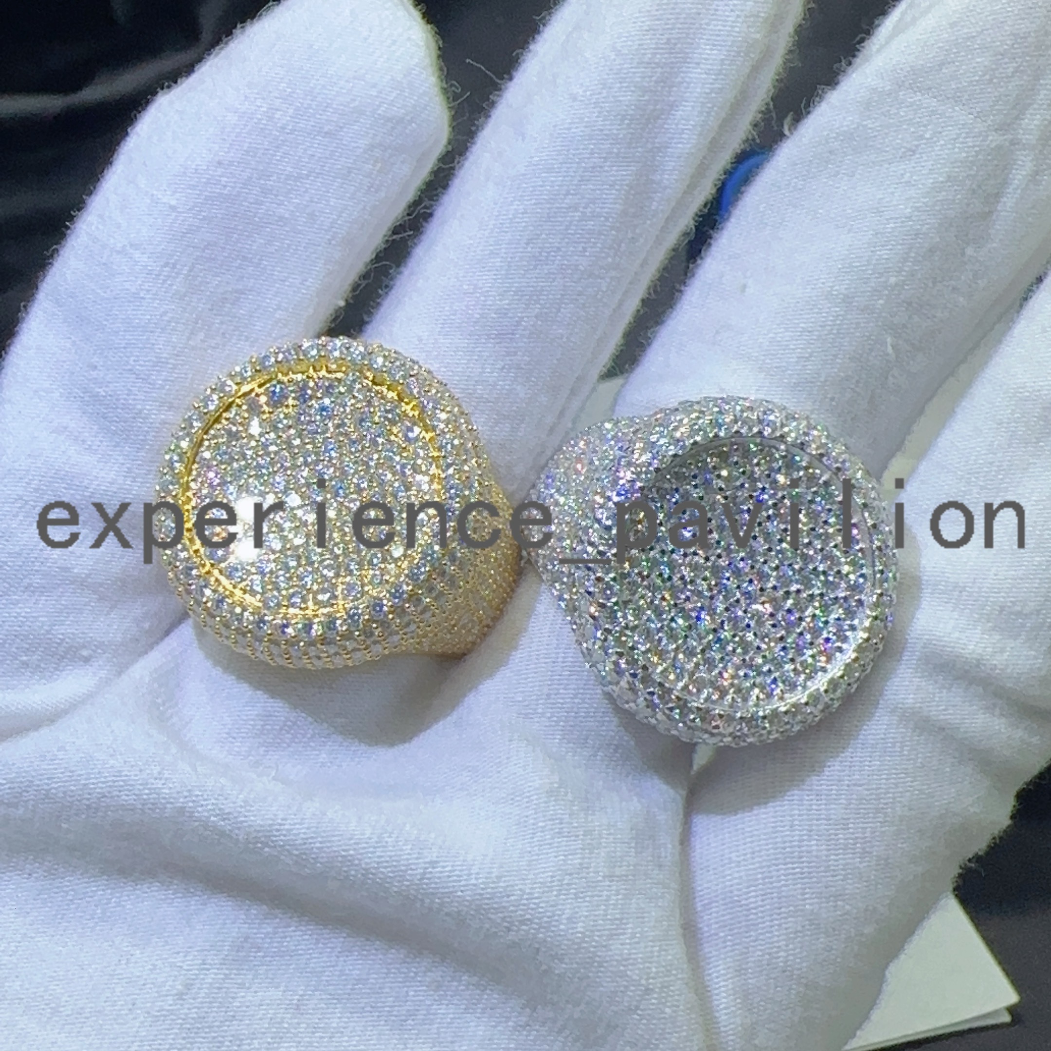 Fashion Rapper Jewelry Full Paved VVS Moissanite Diamond Ice Out Round Engsgement Ring Shining Hip Hop Rings