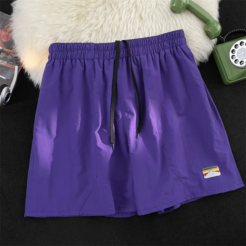 Summer Mens Fashion Thin Solid Color Loose Ice Breathable Beach Pants Comfortable Vacation Sports Casual Daily Five Shorts 250515