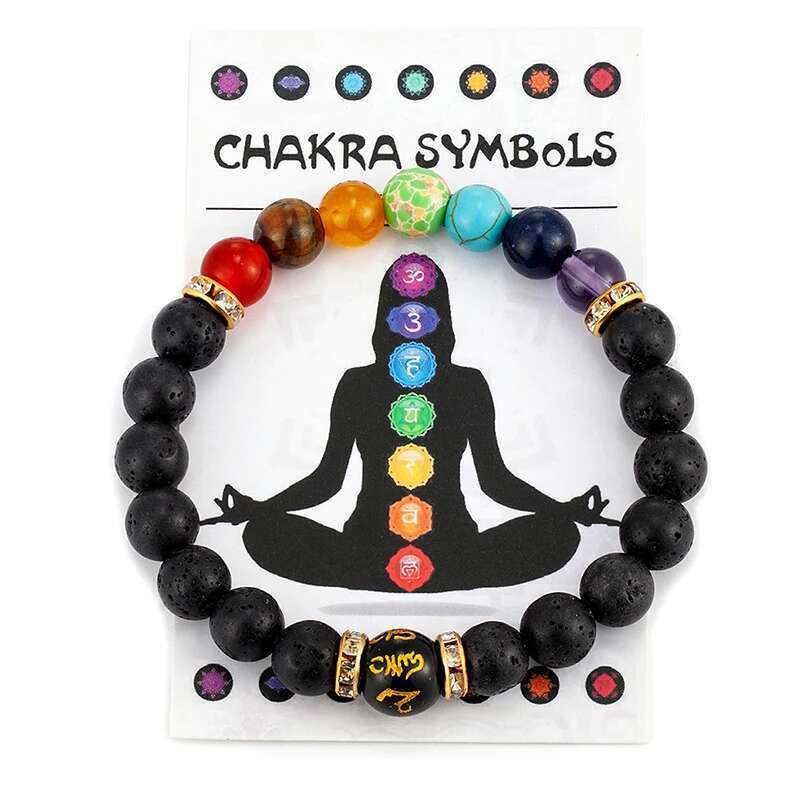 7 Chakra With Meaning Cardfor Men Women Natural Crystal Healing Anxiety Jewellery Mandala Yoga Meditation Bracelet Gift