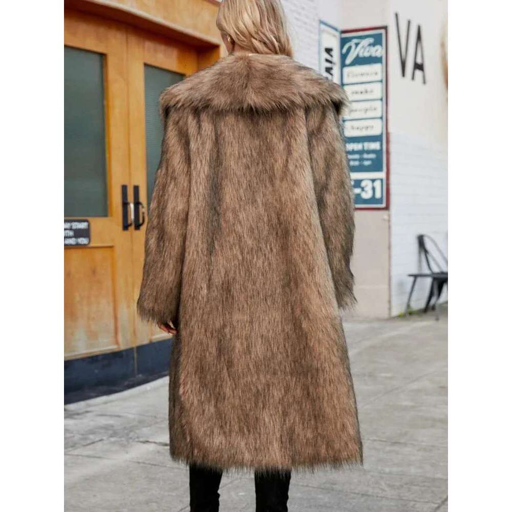 Women's Warm Faux Fox Fur Coat Winter Jackets Leisure Long Jacket Windbreaker Women Thick Fluffy Bontjas Outerwear