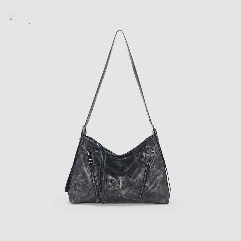 European/American Oil Wax Leather Square Large Capacity Shoulder Light Fashion High-End Feeling Crossbody Bag