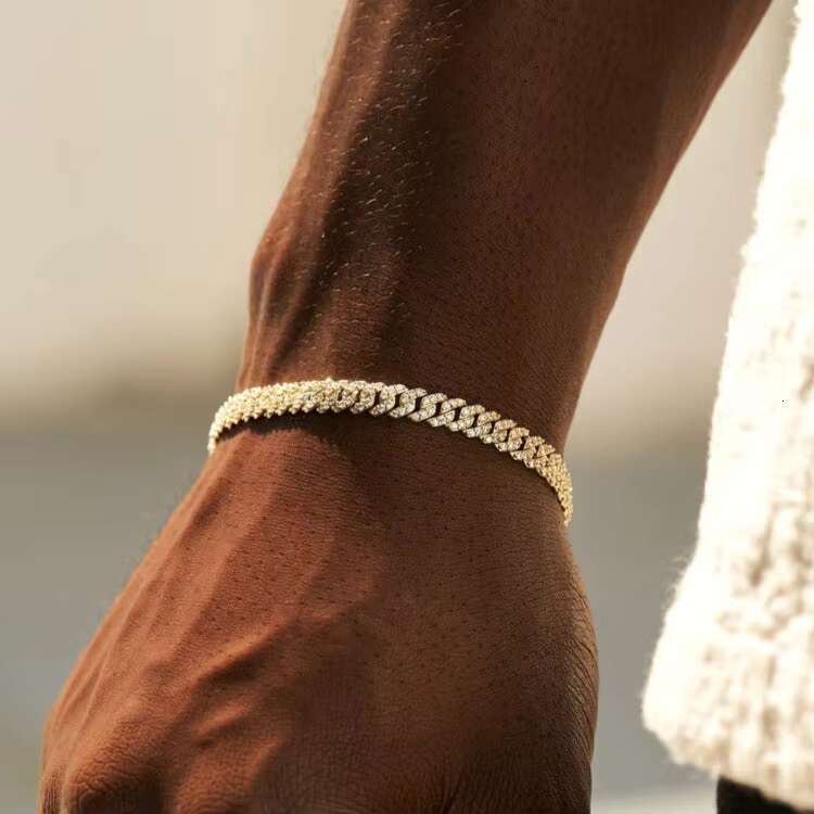 Hip Hop 6mm 925 Sterling Silver VVS D Color Moissanite Cuban Miami Link Bracelet Iced Out Ced Out Tennis Link Chain Bracelet