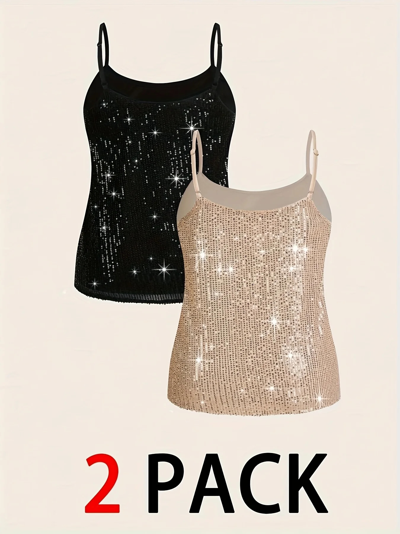 Plus size womens suit elegant sequin vest party camisole top holiday date twopiece set can be worn in all seasons 250515