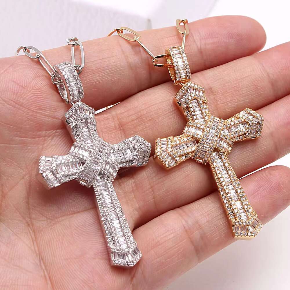 Hip Hop Dia Wholesale Jewelry CZ Cross Pendant for WOMEN Pendent Necklace Men