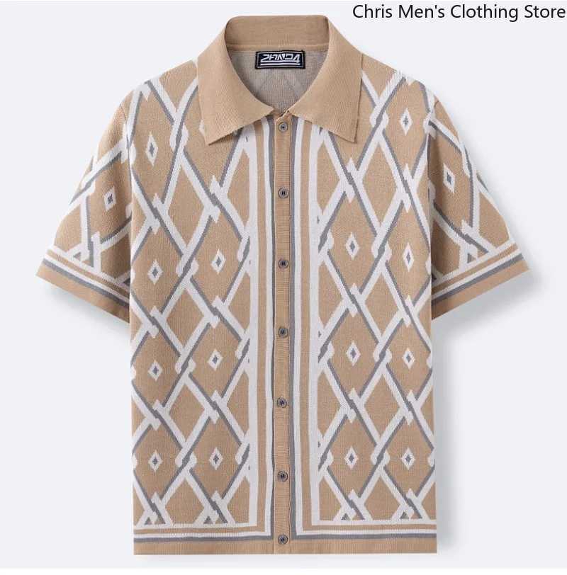 High Quality Three-dimensional Tailoring Slim Temperament Mens Knit Shirt Mens Luxury Polo Shirt | Business Casual T-shirt W250515