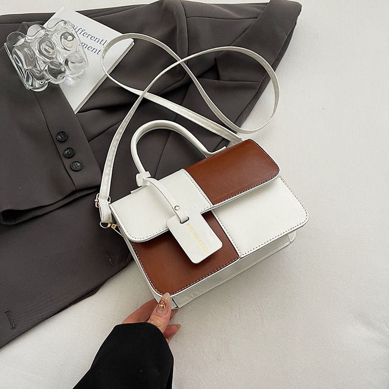 Niche Design New Free Luxury Bag Delivery Designer Bag Color Blocking Splicing Handheld Small Square 2025 New Texture Crossbody Fashionable Single Sho