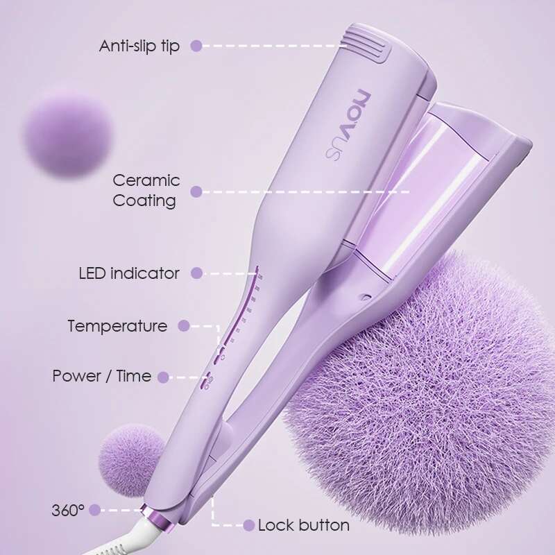 Christmas gift NOVUS 36MM deep wave iron ceramic 4-speed adjustable temperature with negative ion curling iron,