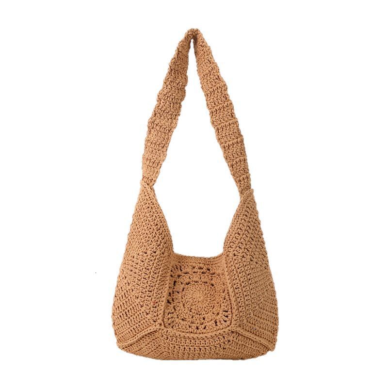 New single shoulder large capacity cotton thread new grass woven vacation beach bag designer multifunctional women's bag fashion trend commuting 