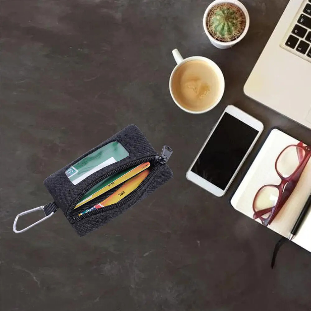 Mini Portable Key Card Case EDC Pouch Bag Purse Hiking Waist Packs for Outdoor Zipper Waterproof Hook Wallet 250515