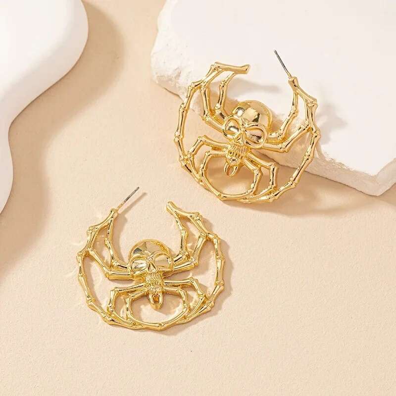 Exaggerated personality design, skull head spider high-end and sweet cool style earrings, female accessories