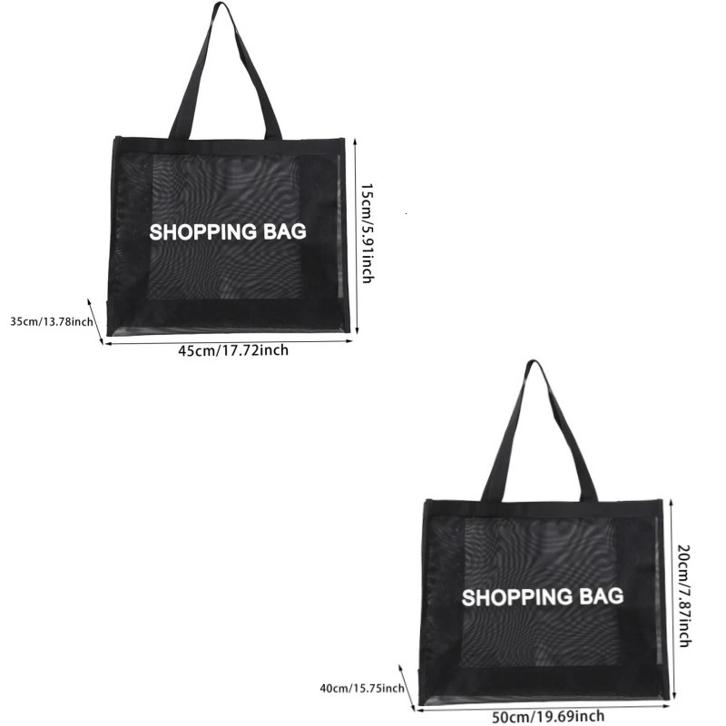 Transparent Nylon Mesh Shopping Bag Large Capacity Shoulder Handbag For Shopping Bags Breathable Beach Travel Storarge Bag 250515