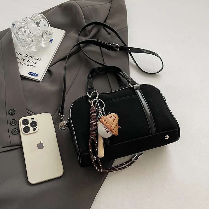 Women Suede Top-Handle Bag Adjustable Strap Crossbody With Interior Pocket Handbag Clutch Purse For Work Travel