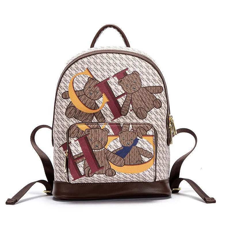 HC Simple 2024 New Large Capacity Design With Bear Cartoon Letter Backpack Women's Bags