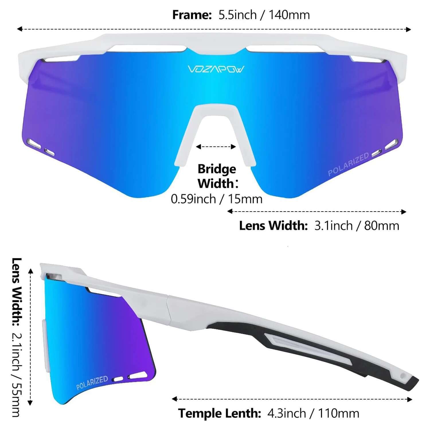 Vozapow Cycling Glasses Men Women Polarized MTB Racing Bike Sunglasses Driving Baseball Goggles UV400 Protection Sports Eyewear