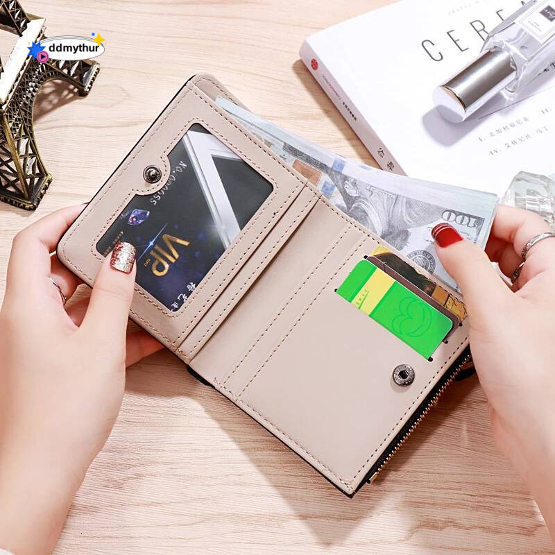 Women Purse Zipper Green Red Black Female Wallet PU Leather Card Holder Embroidery Ladies Money Bag ddmythur