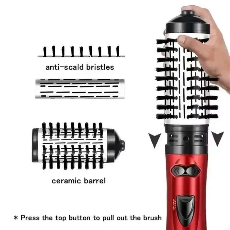 3 in 1 Rotating Electric Straightener Dryer Brush Hot Air Negative Ion Hair Styler Comb