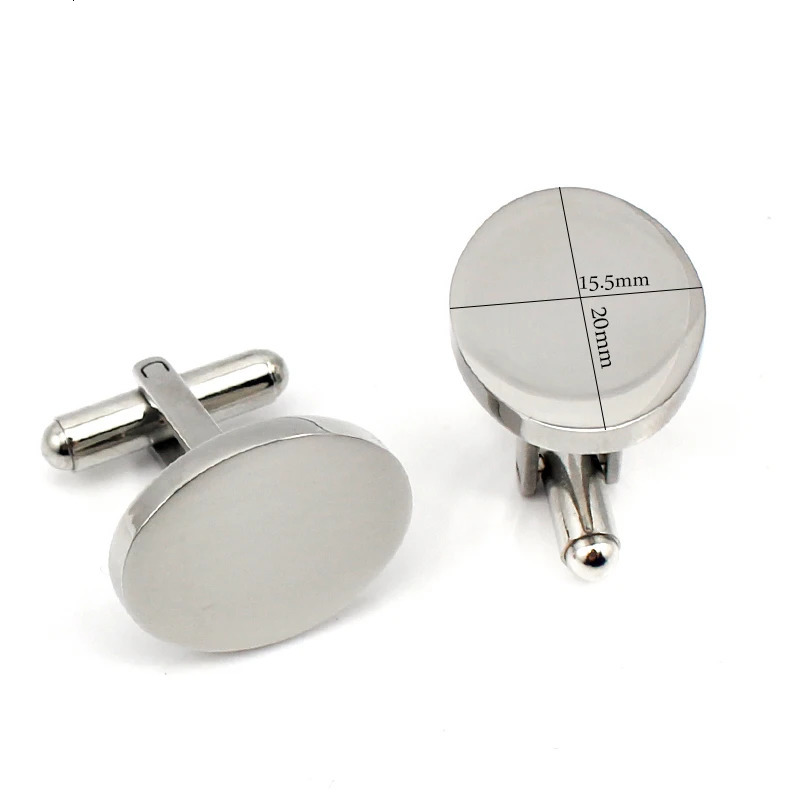 Silver Color Oval Cuff Buttons Men Wedding Stainless Steel Cuff Links Fashion Jewelry Wholease 250515
