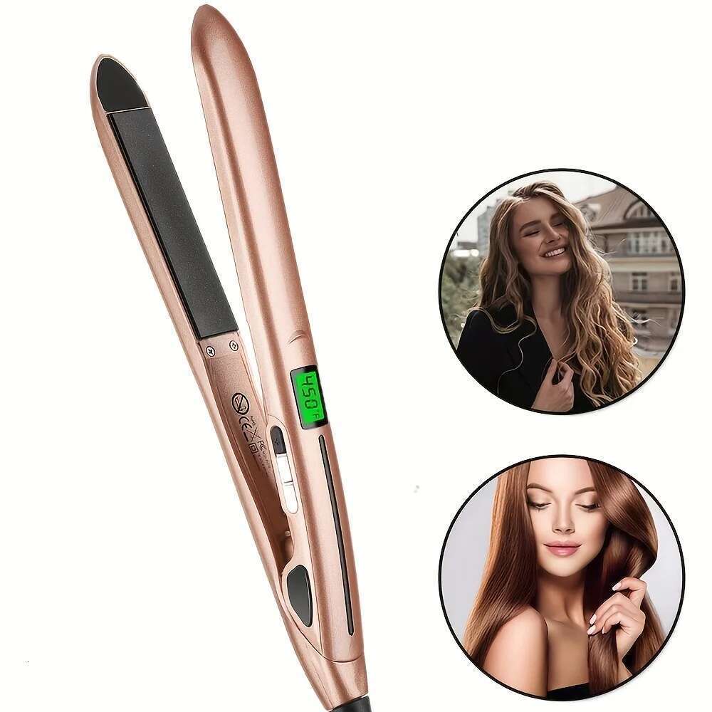 2-In-1 LCD Straightener & Curler with Ceramic Flat Iron for Wet and Dry Hair, Hot Air Comb Feature Hair Styling Appliances