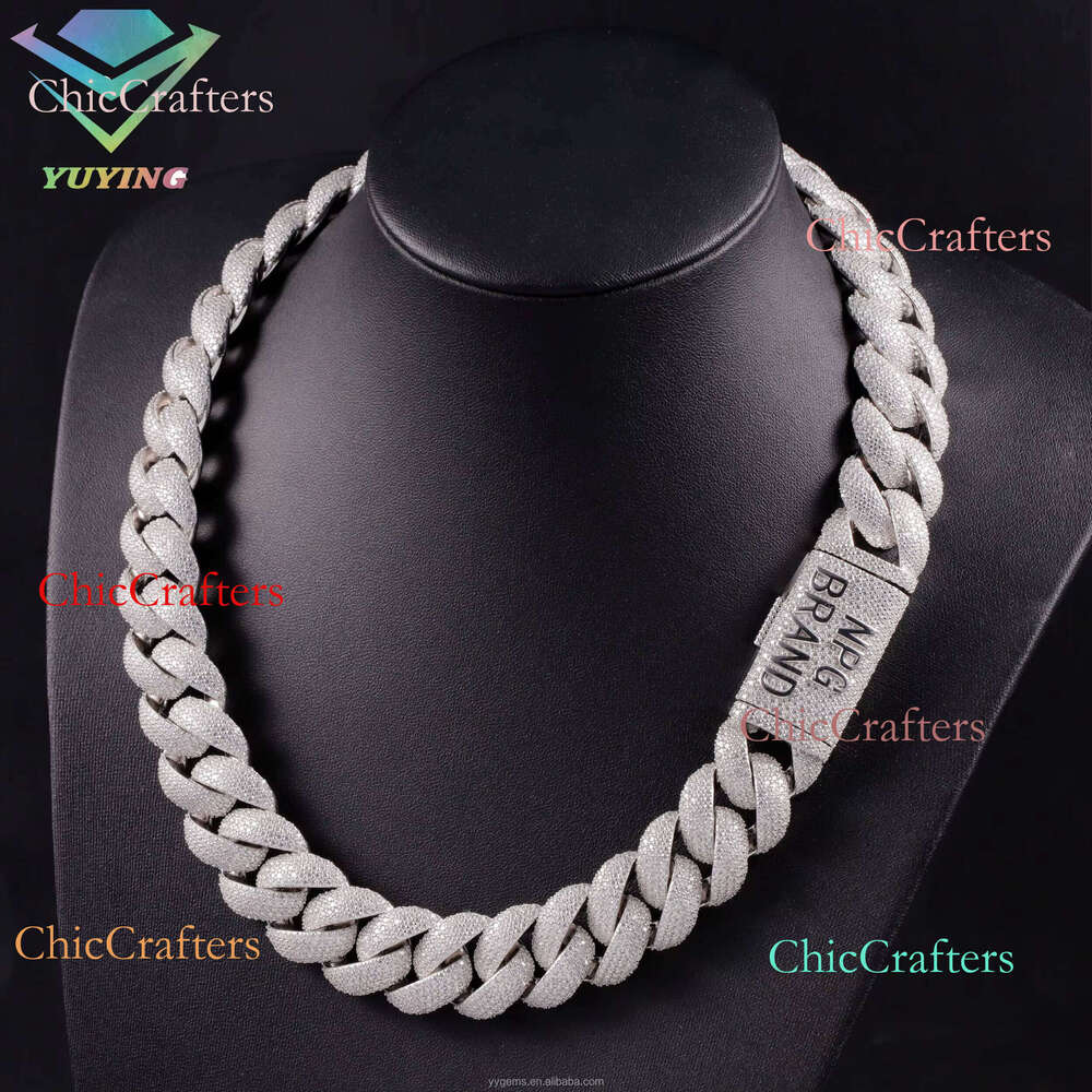 Rose Gold 22mm 5Rows GRA Certificate VVS Dias Pass Dia Tester S Sier Miami Cuban Chain Moissanite