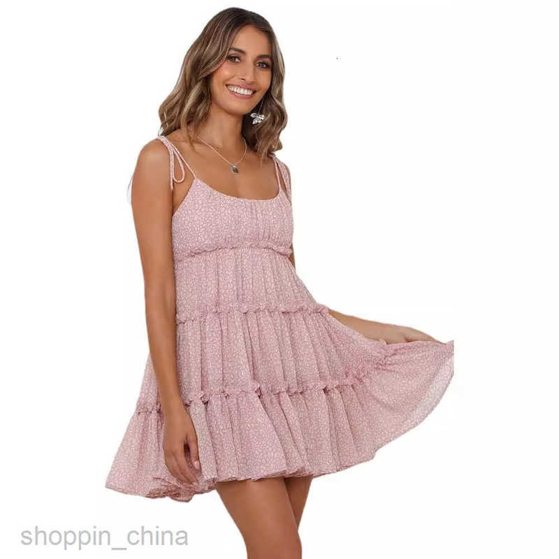 Women Dresses Spring/Summer New Vacation Sexy Printed High end Strap Dress for Women with Lining