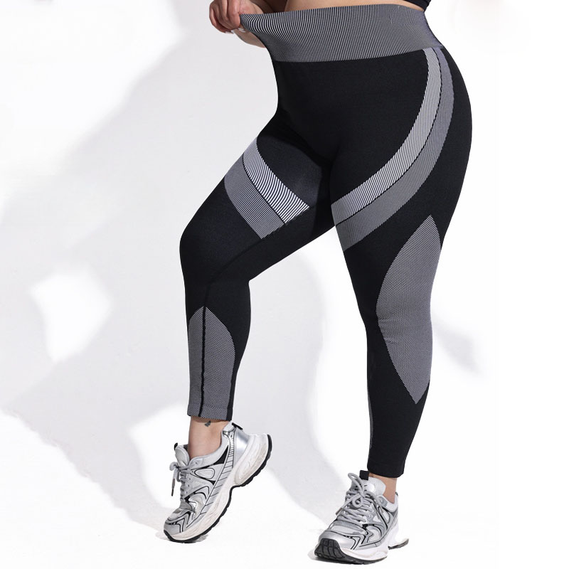 2025 large size breathable high waist contrasting yoga pants tight hip lift seamless sports leggings
