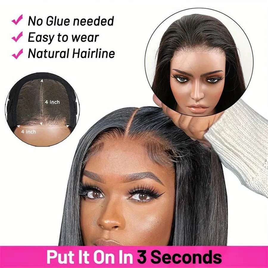 Smooth Ready To Wear Preplucked Straight Human Hair 5X5 Closure Pre Cut 13X4 Lace Front Wigs Bling
