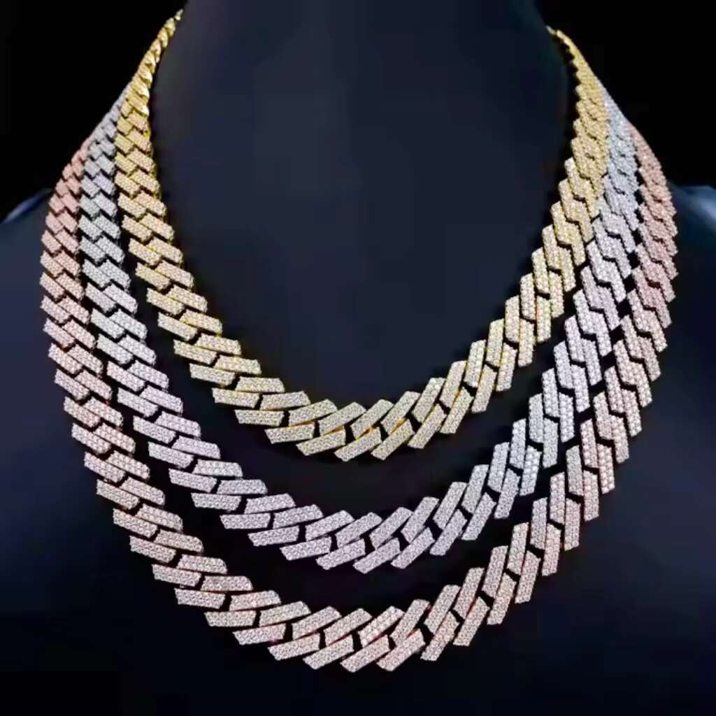 High Quality Cubana Hop Jewelry 6-20mm Sterling Sier VVS Moissanite Iced Out Cuban Link Chain Necklace for Men