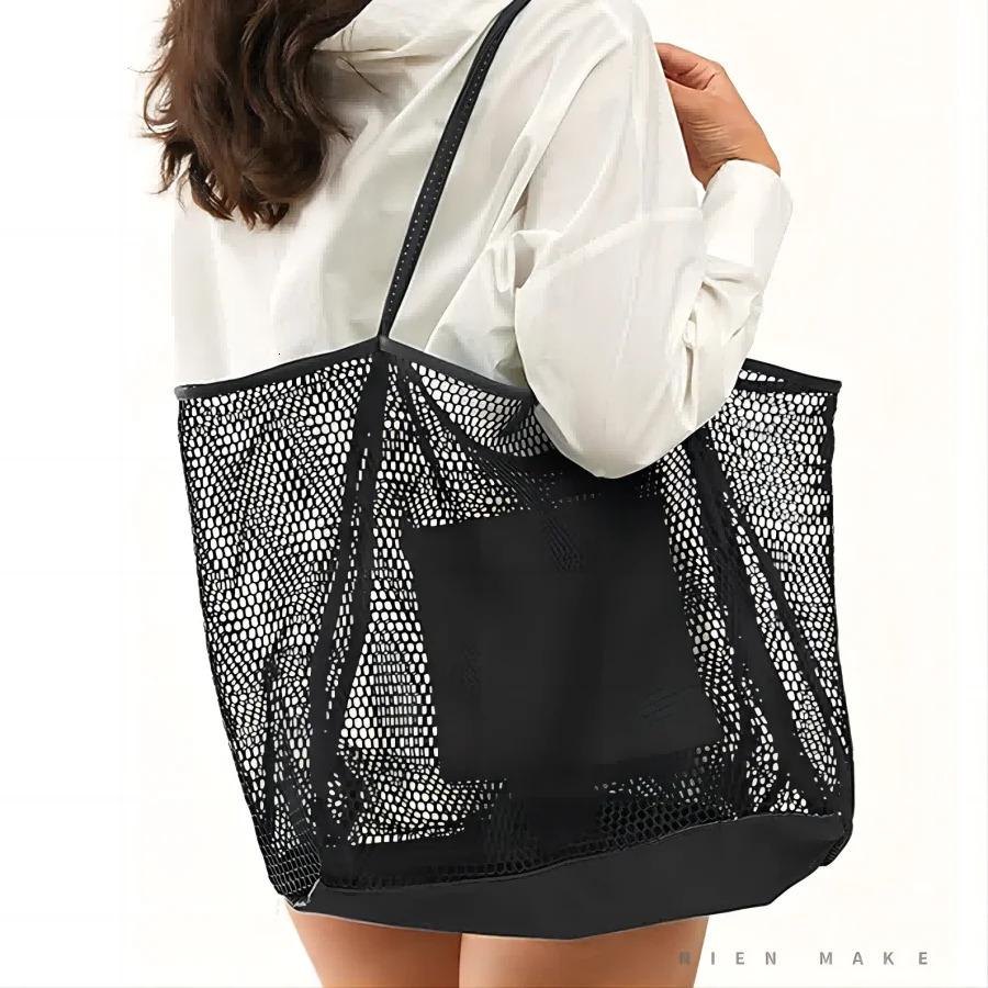 Large Capacity Ladies Beach Bag hollow mesh beach bag outdoor travel single shoulder hand bag 250515