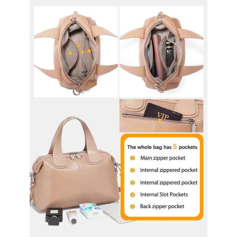 Zency Simple Solid Color Real Cowhide Shoulder Crossbody Bags Genuine Leather Women Handbag Casual Tote Vintage Coffee Bag 2025