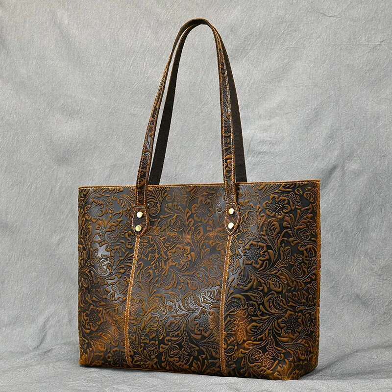Retro Genuine Leather Lady Woman Bags Designers Fashion Shoulder Handbag Black Waterproof Female Tote Bag