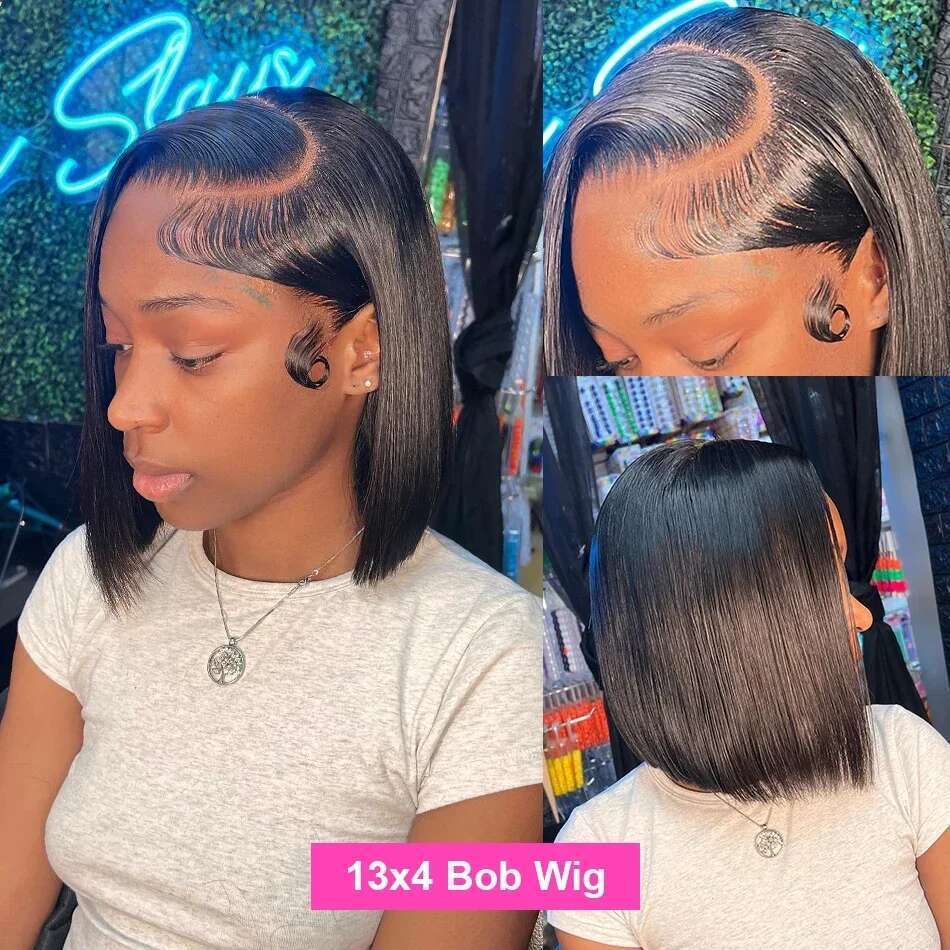 13x4 13x6 HD Bone Frontal Human Hair Brazilian 100% Short Wig For Women 200% Straight Lace Front Bob Wigs