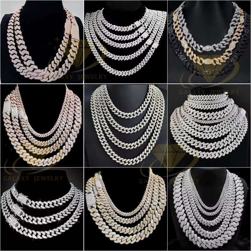 DHCollections 925 Silver 21mm Iced Out Baguette Cuban Link Chain for Men Moissanite Diamond Hip Hop Necklace Gold/Silver 7-20 Inch