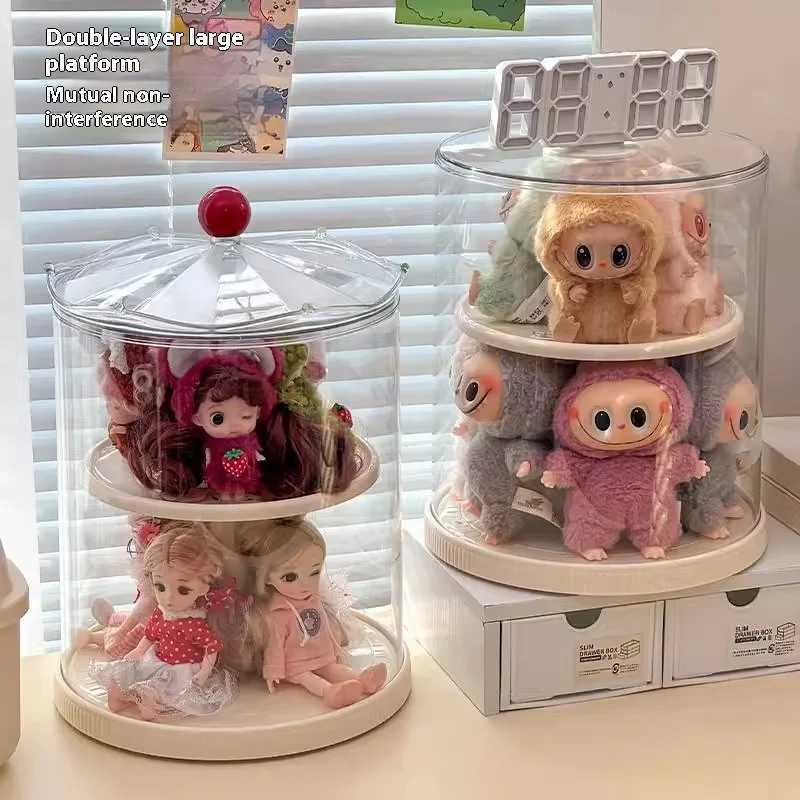 Rotating Display Box Transparent Acrylic Plush Doll Hand-Made Dust-Proof Glass Pendant Storage Box. Free shipping