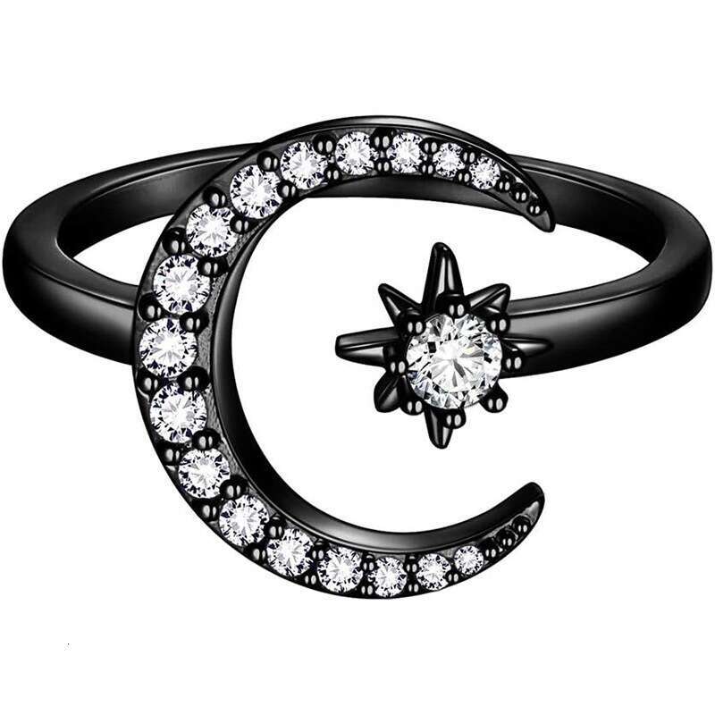 New Crescent Fashion Ethnic Style Star Moon Index Finger Open Ring