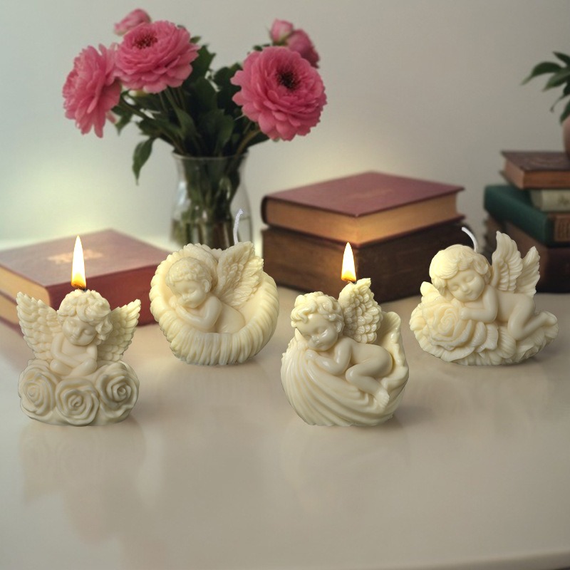 DIY Rose Angel Aroma Candle Silicone Mold Shell Angel Silicone Mill Ornament Mold