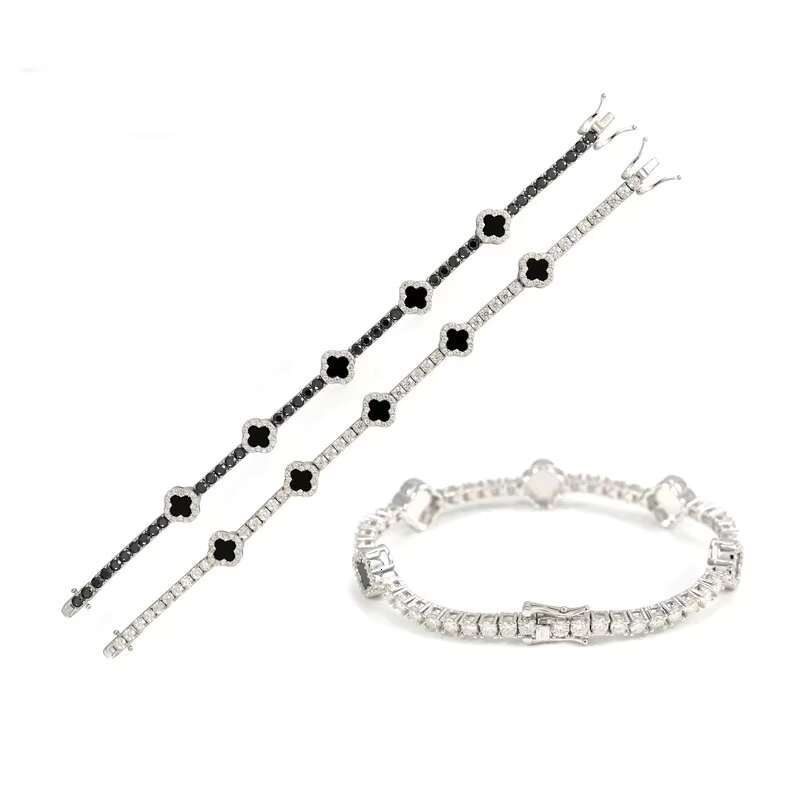 XG Fine Jewelry Lucky Clover Bracelet S925 Silver Gold Plated VVS Moissanite Cuban Bracelet with GRA Certificate
