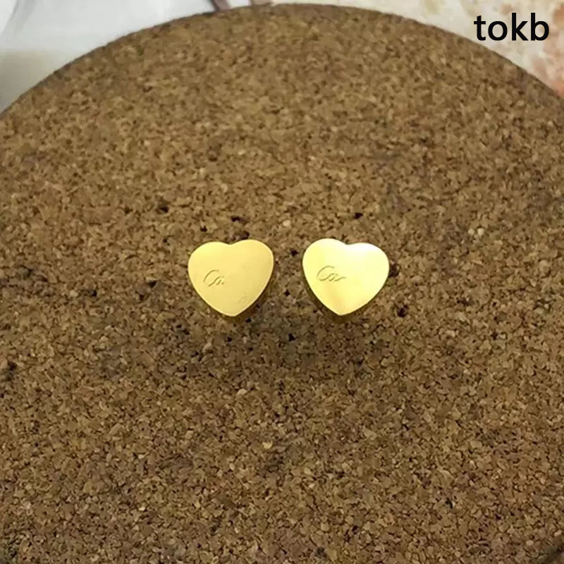 logo luxury heart earring women Stud couple Flannel bag Stainless steel 10mm Thick Piercing body jewelry gifts For woman Accessories wholesale