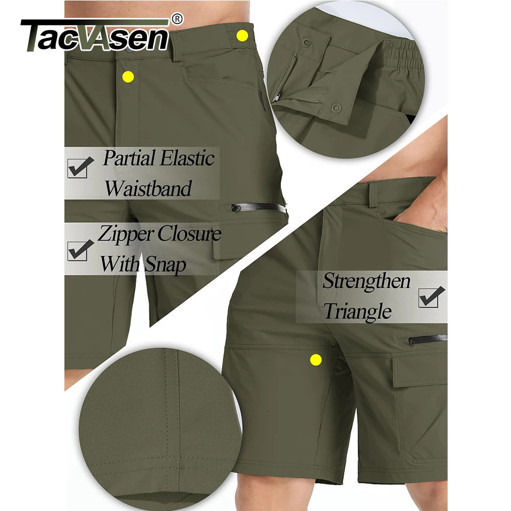 TACVASEN Summer Quick Drying Nylon Work Shorts Mens Casual Hiking Cargo Lightweight Outdoor Fishing Short Pants 250515