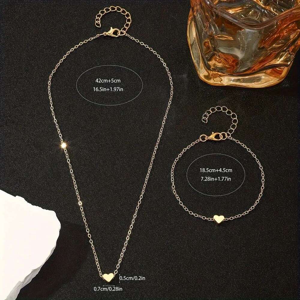 Korean Heart-Shaped Pendant Choker Fashion Statement Fine Metal Chain Clavicle Necklace Women's Trend Aesthetic Neck Jewelry Set