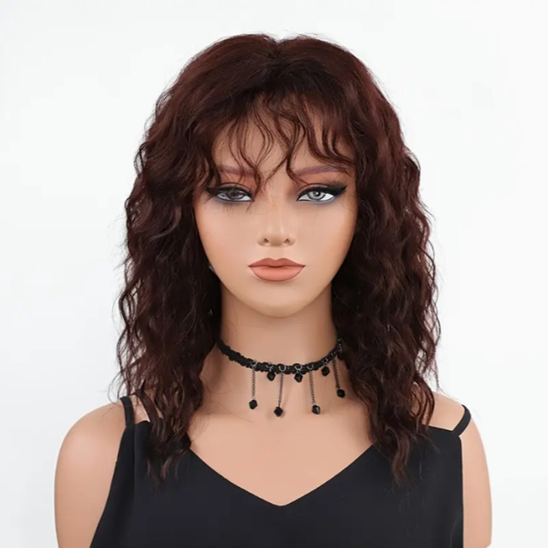 Chic Burgundy-Wave Stylish Fake Hair Accessory Featuring Natural Looking Looped Tresses, Suitable For Casual Outings And Social Events