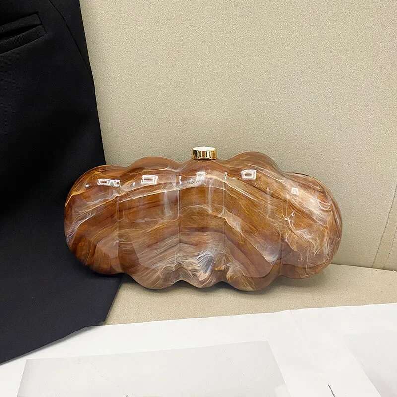 French Marble Pattern Acrylic Box Shell Caterpillar Pillow Mobile Phone Handheld Crossbody Bag Hard Material From China Mainland