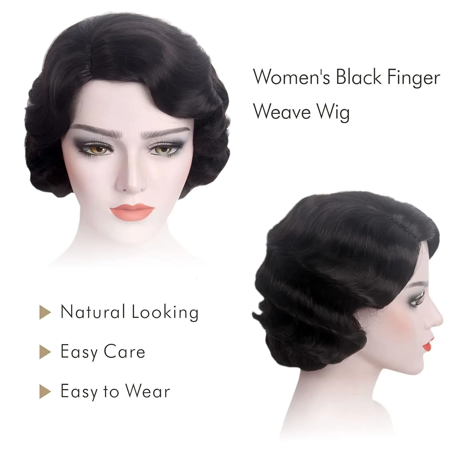 Synthetic 1920s Wig for Women Short Finger Wave Party Natural Hair Full Halloween Retro Cosplay Party Daily Costume Flapper Wig 250512