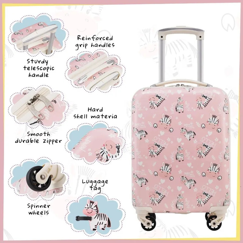 Luggage Set 5 Piece Suitcase Set 16 Carry on Hardside Spinner Toddler Luggage Travel Rolling Luggage 250514