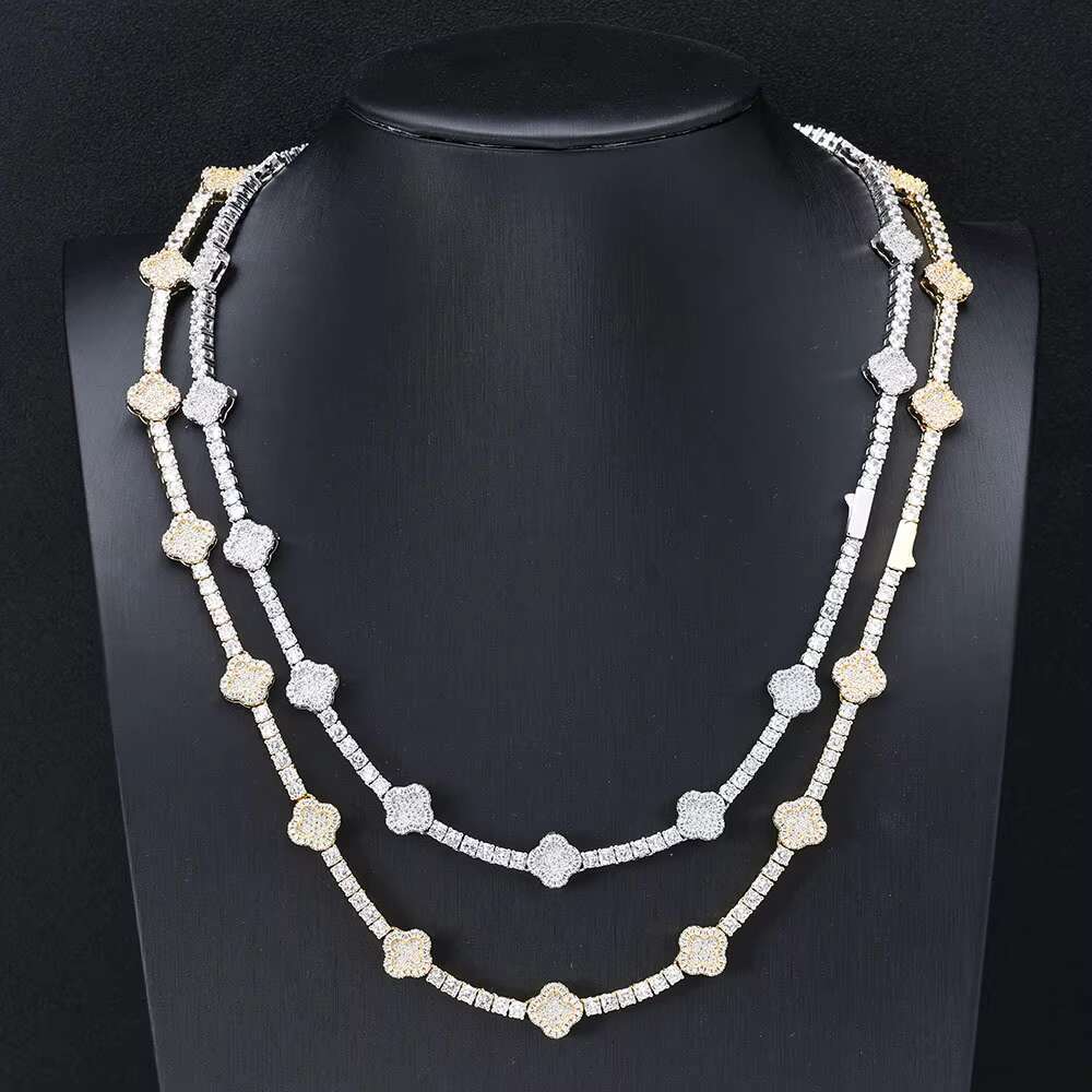 S925 Silver Moissanite Tennis Chain Necklace Cross Border Hip Hop Style Versatile Personality Jewelry