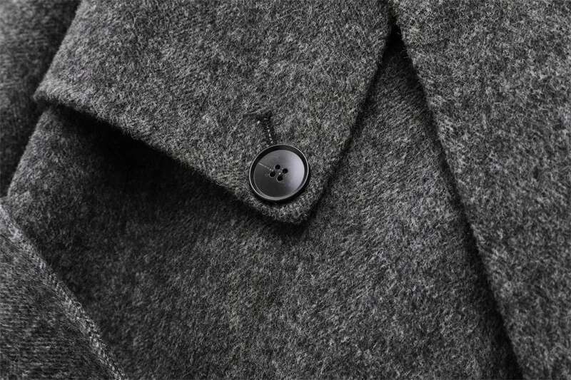 RARF 2025 new wool blend lapel with belt double breasted woolen women's trench coat